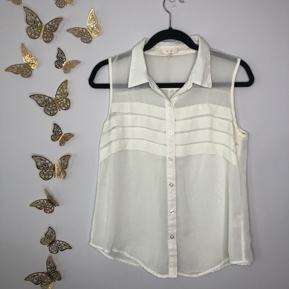 Women's E&M | Cream Sleeveless Airy Top Size Large